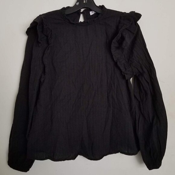 Morgan Claire Tops - Morgan Claire Ruffle Long Sleeve Key Hole Back Top
